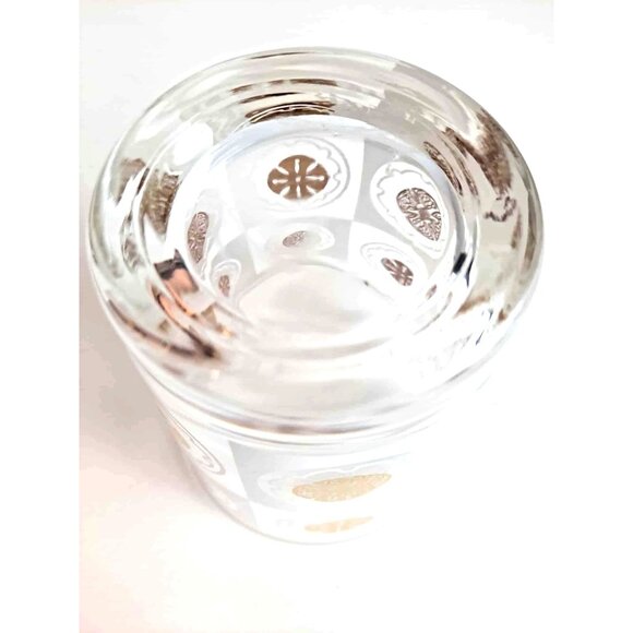 Vintage MCM Sand Dollar Cocktail Rocks Glass & Gold 4.5" Tall - Picture 6 of 6